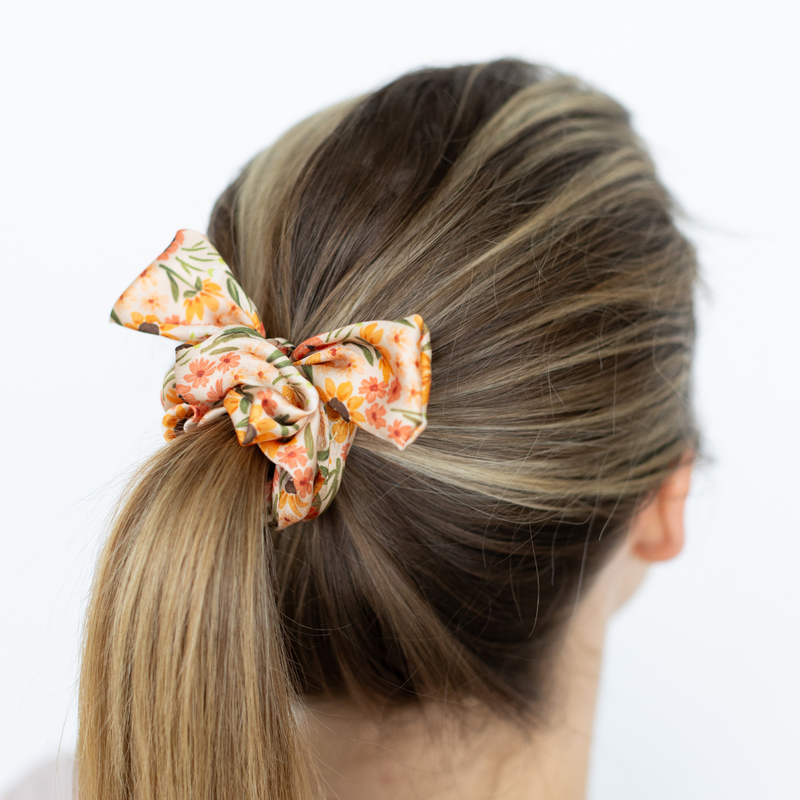 Sunny Poppies Satin Scrunchie