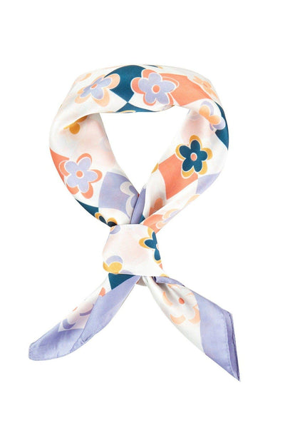 Checkered Floral Print Bandana: Beige