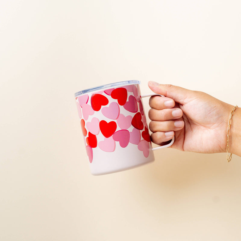 14 oz Insulated Mug-Blushing Hearts