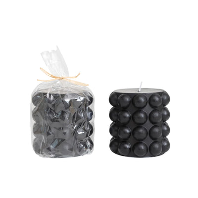 Hobnail Pillar Candle- Black