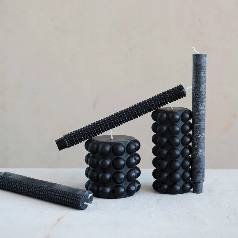 Hobnail Pillar Candle- Black