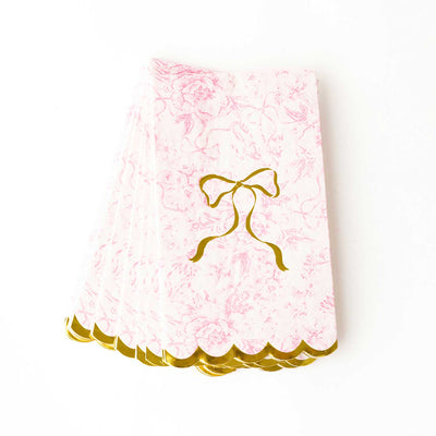 Pink Bow Toile Paper Guest Towel Packs