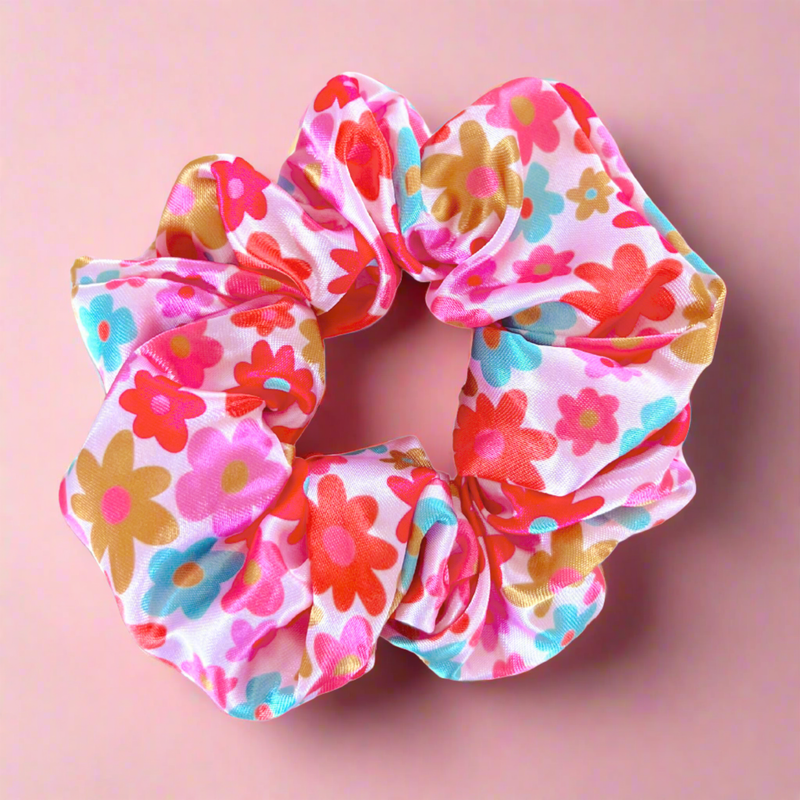 Satin Scrunchie - Retro Florals