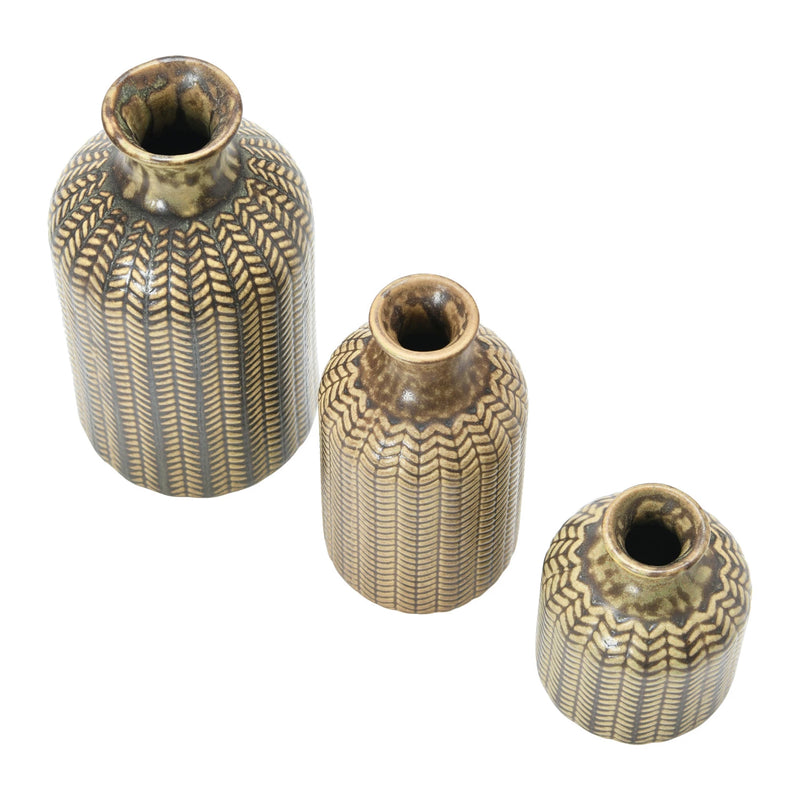 Embossed Stoneware Vases