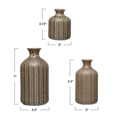 Embossed Stoneware Vases