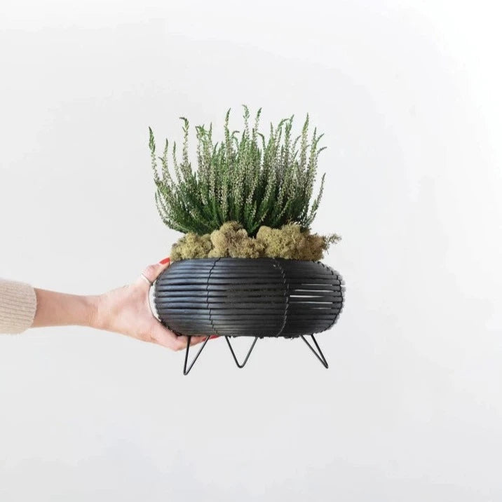 Black Metal Footed Planter