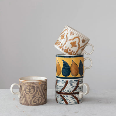 Hand-Painted Stoneware Mug