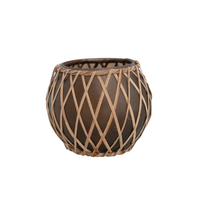 Woven Rattan & Glass VASE