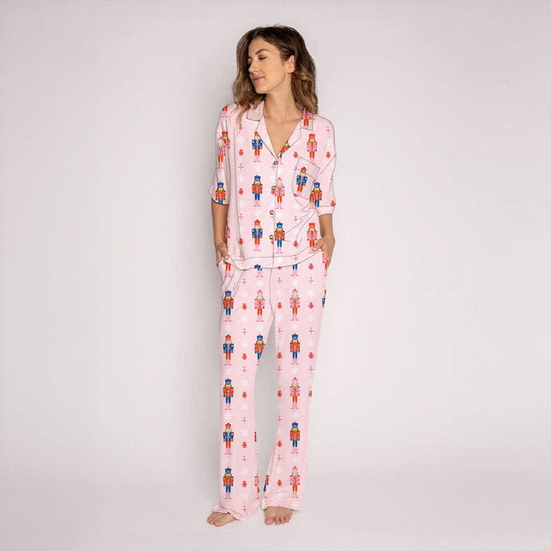 Nutcrackers Christmas Light Pink Lounge Pants Set