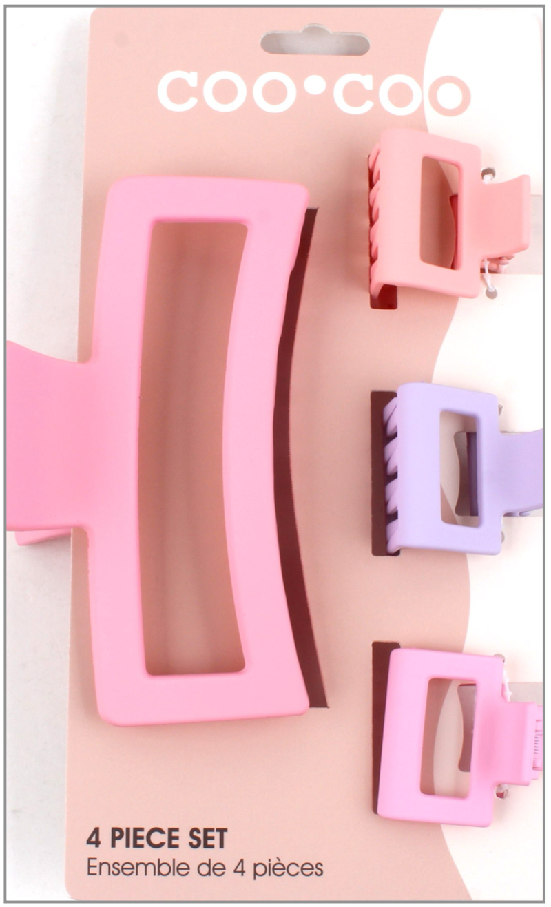 4 PC Assorted Size Square Matte Claw - Petal Pink