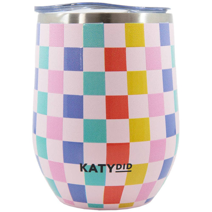 Multicolored Checkered Insulated WINE TUMBLER: Multi Checker