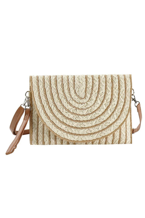 Georgia Striped Straw Crossbody/Clutch: Pink