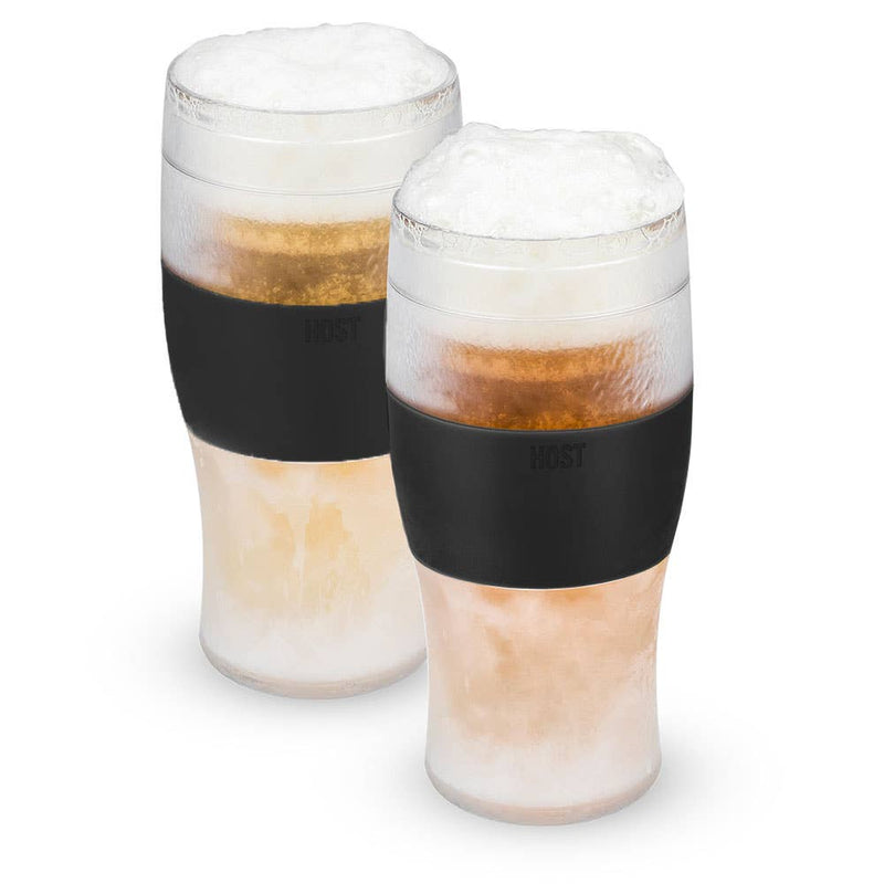 Beer FREEZE™ Cooling Cups w/ Cooling Gel - Black - Set of 2