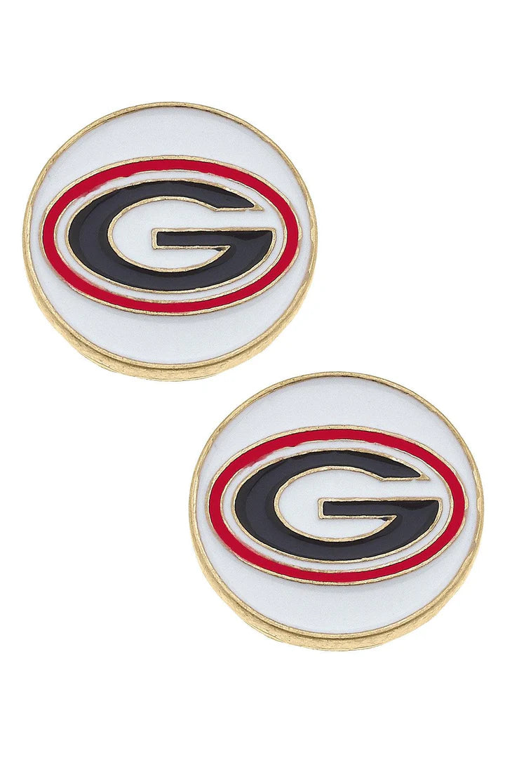 Georgia Bulldogs Enamel Disc Stud Earrings