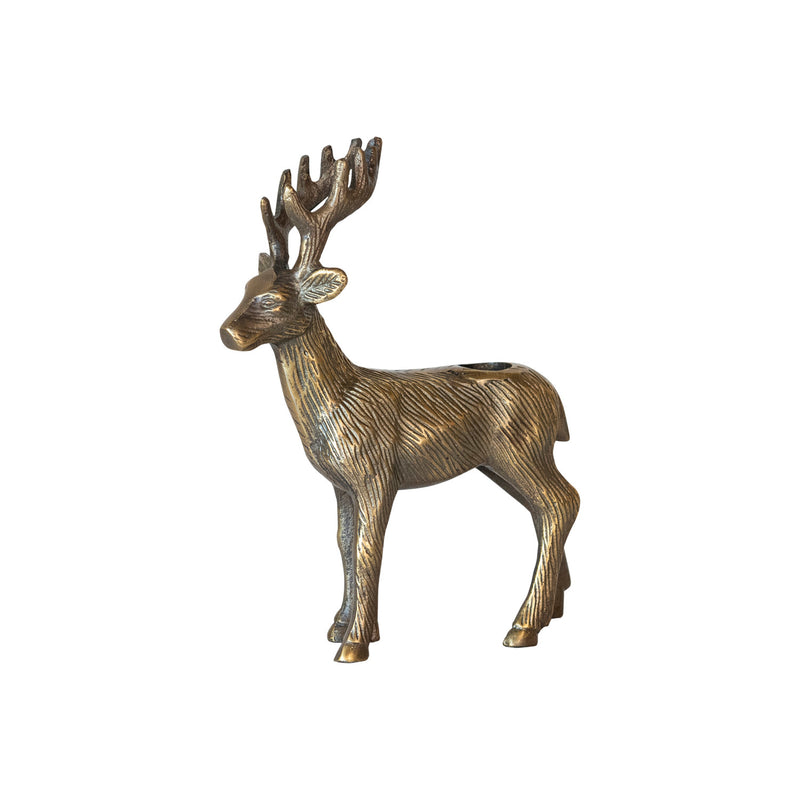 Cast Aluminum Reindeer Taper Holder