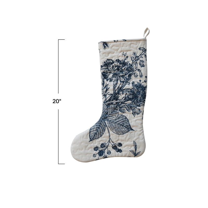 Quilted Cotton Printed Stocking w/ Botanical Print,