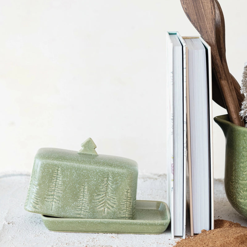 Holiday Butter Dish w/ Trees