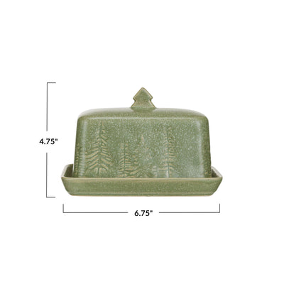 Holiday Butter Dish w/ Trees