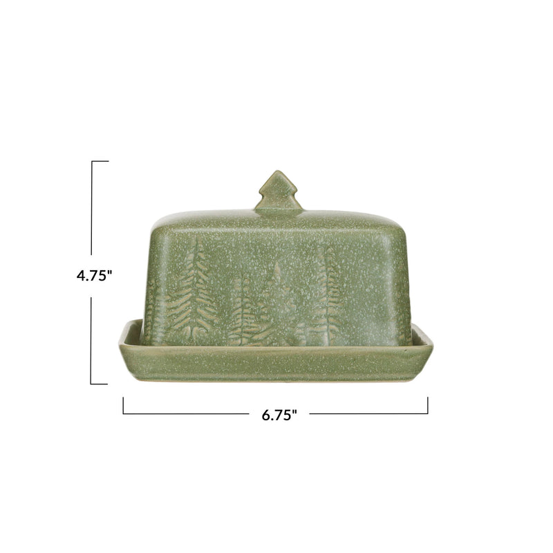 Holiday Butter Dish w/ Trees