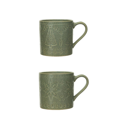 Holiday 16 oz. Debossed Stoneware Mug