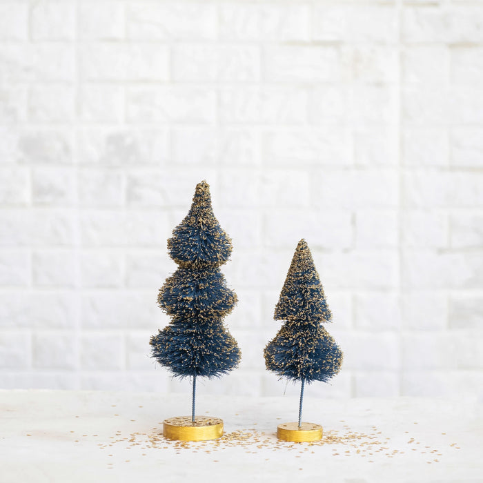 Sisal Bottle Brush Tree w/ Gold Glitter