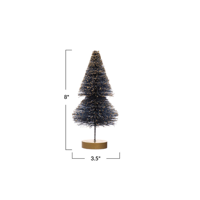 Sisal Bottle Brush Tree w/ Gold Glitter