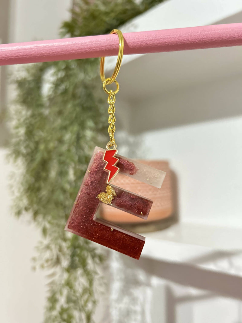 Initial Letter Resin Keychain