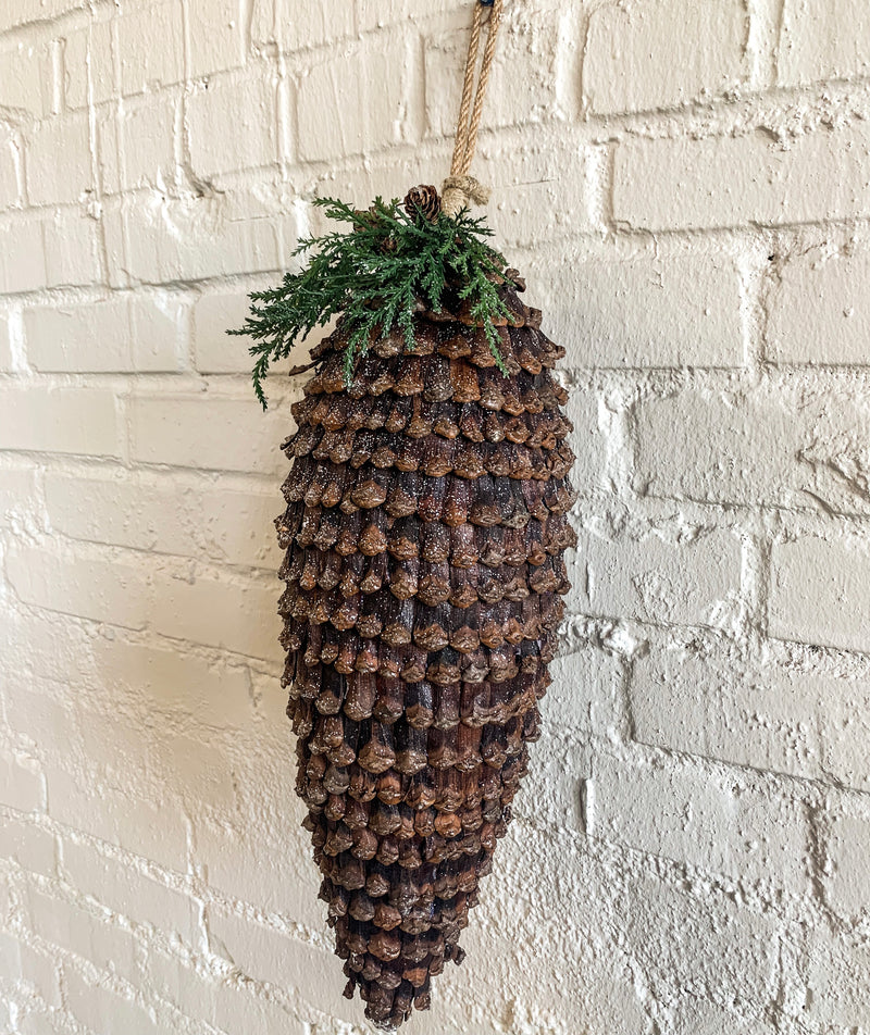 Pinecone Ornament with Foliage and Bells