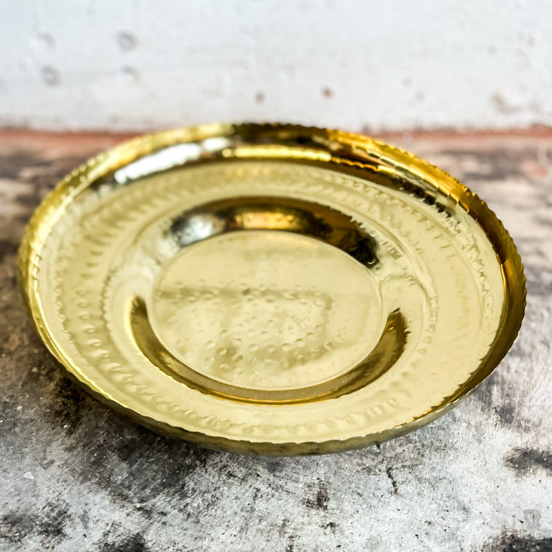 Hammered Metal Tray with Scalloped Edge